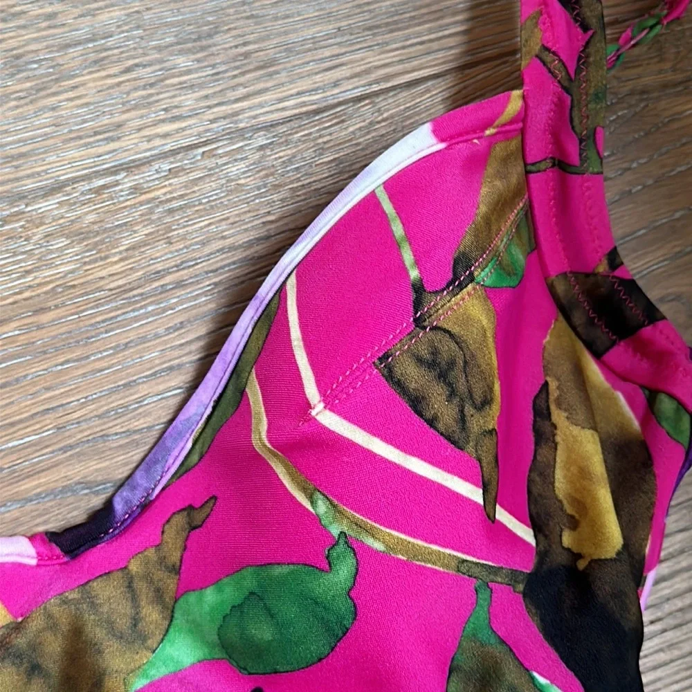 Diva by Rachel Pappo floral Tropical one piece swimsuit Hawaii Barbicore Pink - Picture 9 of 17